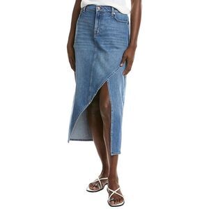 7 For All Mankind Blue Denim Midi Skirt